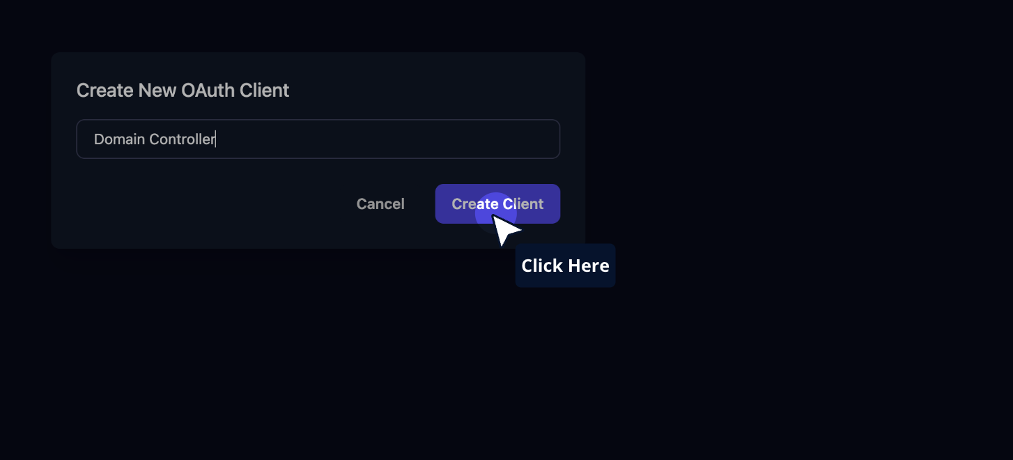 Click on "Create Client"