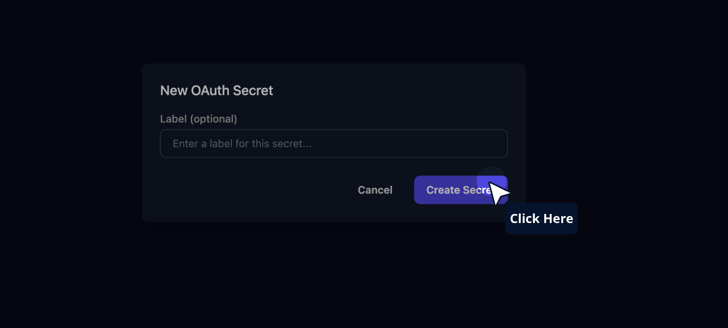 Click on "Create Secret"