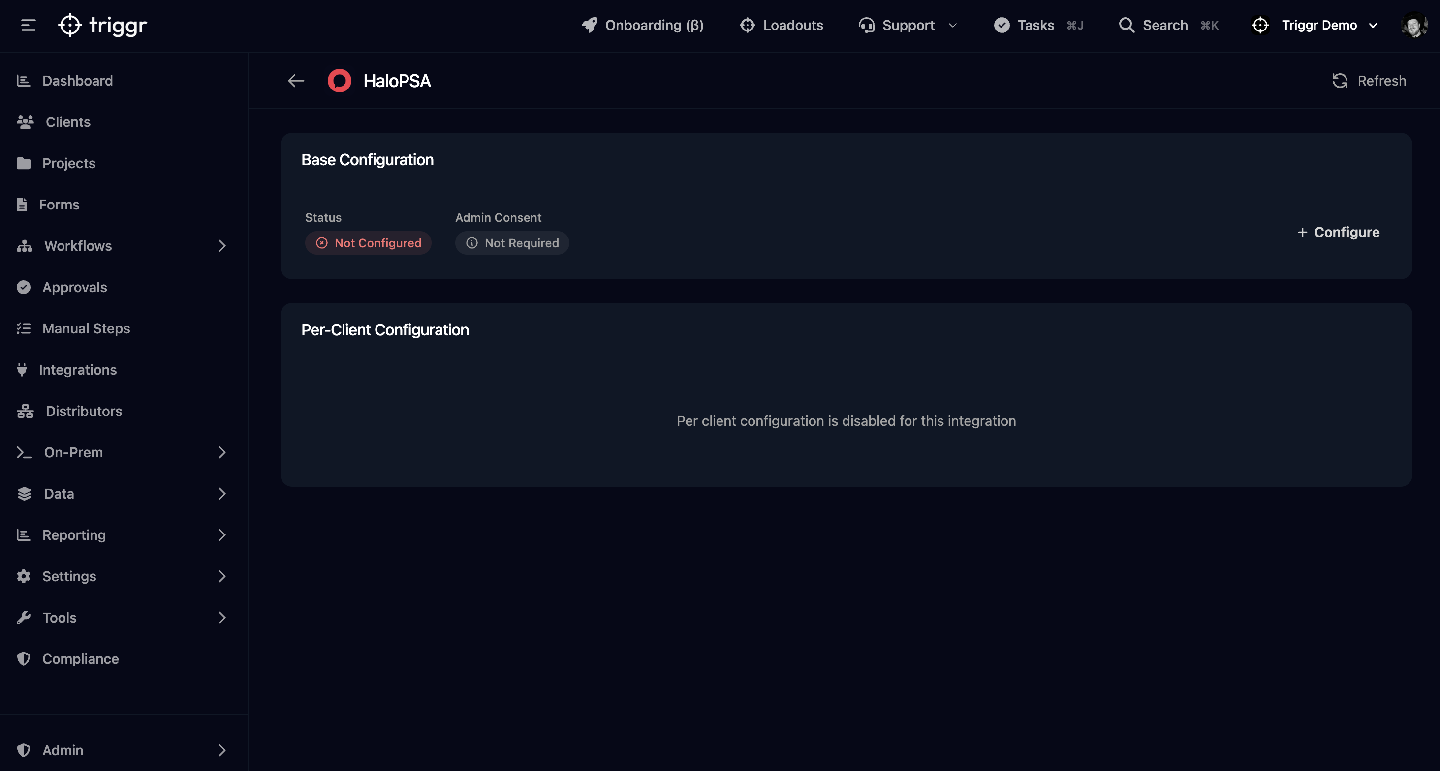 HaloPSA Integration Page